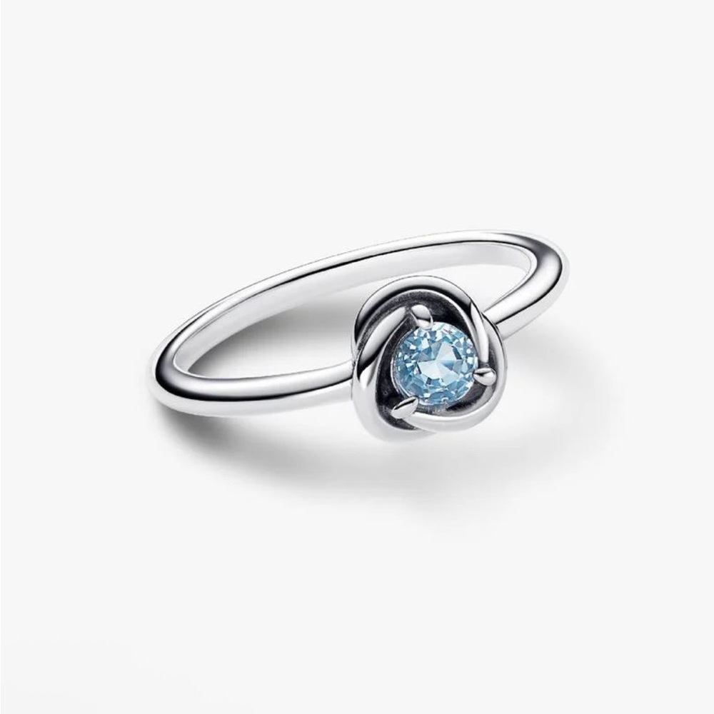 Pandora Silver Ring with Light Blue Stone